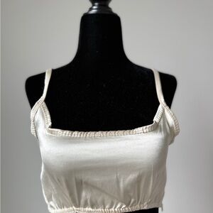 Elegant Cream Satin Crop Top